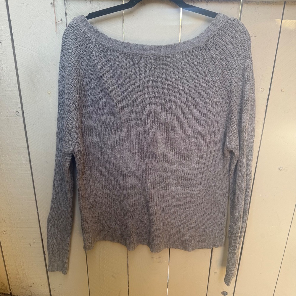 Wetβ Seal Womens Gray Knit Scoop Neck Raglan Long Sleeve Sweater Size M Y2K